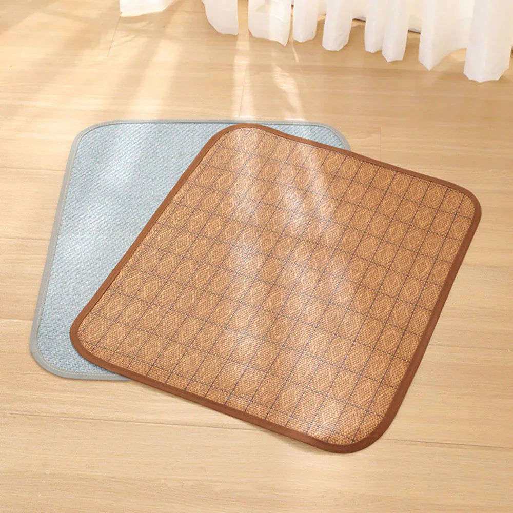 Summer Pet Cooling Mat  Rattan Woven Breathable Pad for Dogs & Cats, Comfortable Kennel Bed Mat, Pet Cooling Cushion for Hot Day