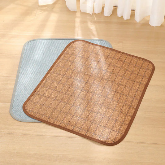 Summer Pet Cooling Mat  Rattan Woven Breathable Pad for Dogs & Cats, Comfortable Kennel Bed Mat, Pet Cooling Cushion for Hot Day