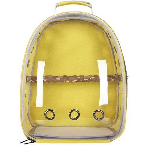 Adjustable Bird Carrier Backpack Travel Parrot Bag Cage Portable Breathable Birdcage with Wooden Stick Stand Outdoor Pet Bag