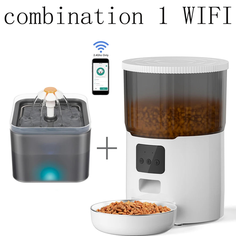 4L Pet Feeder Tuya WIFI Automatic Dog Food Dispenser Smart Cat Feeder 2L Cat Automatic Drinking Fountain Dog Water Feeder