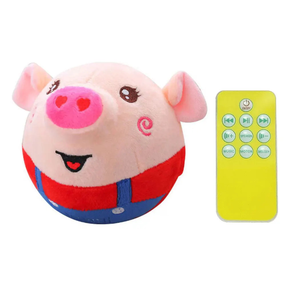 Cartoon Pig Active Moving Plush Toy for Dogs – Washable, USB Rechargeable, Interactive Talking Moving Ball Toy