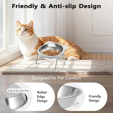 Cat Bowl Stainless Steel Cat Food Bowls with Metal Stand Food and Water Dish for Cats Kitten Puppies Feeders Cat Supplies