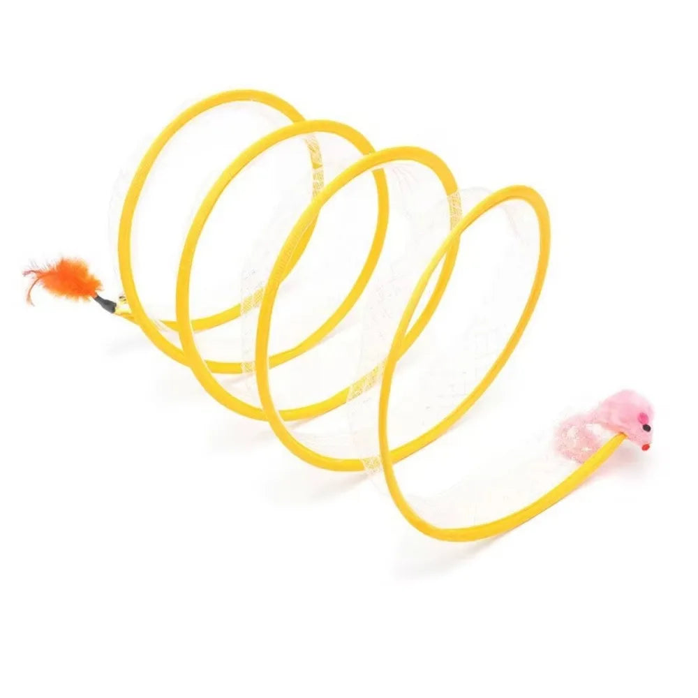 New Folded S Type Cat Tunnel Spring Toy Mouse Tunnel with Balls Convenient Storage Kitten Outdoor Interactive Toys Pet Products