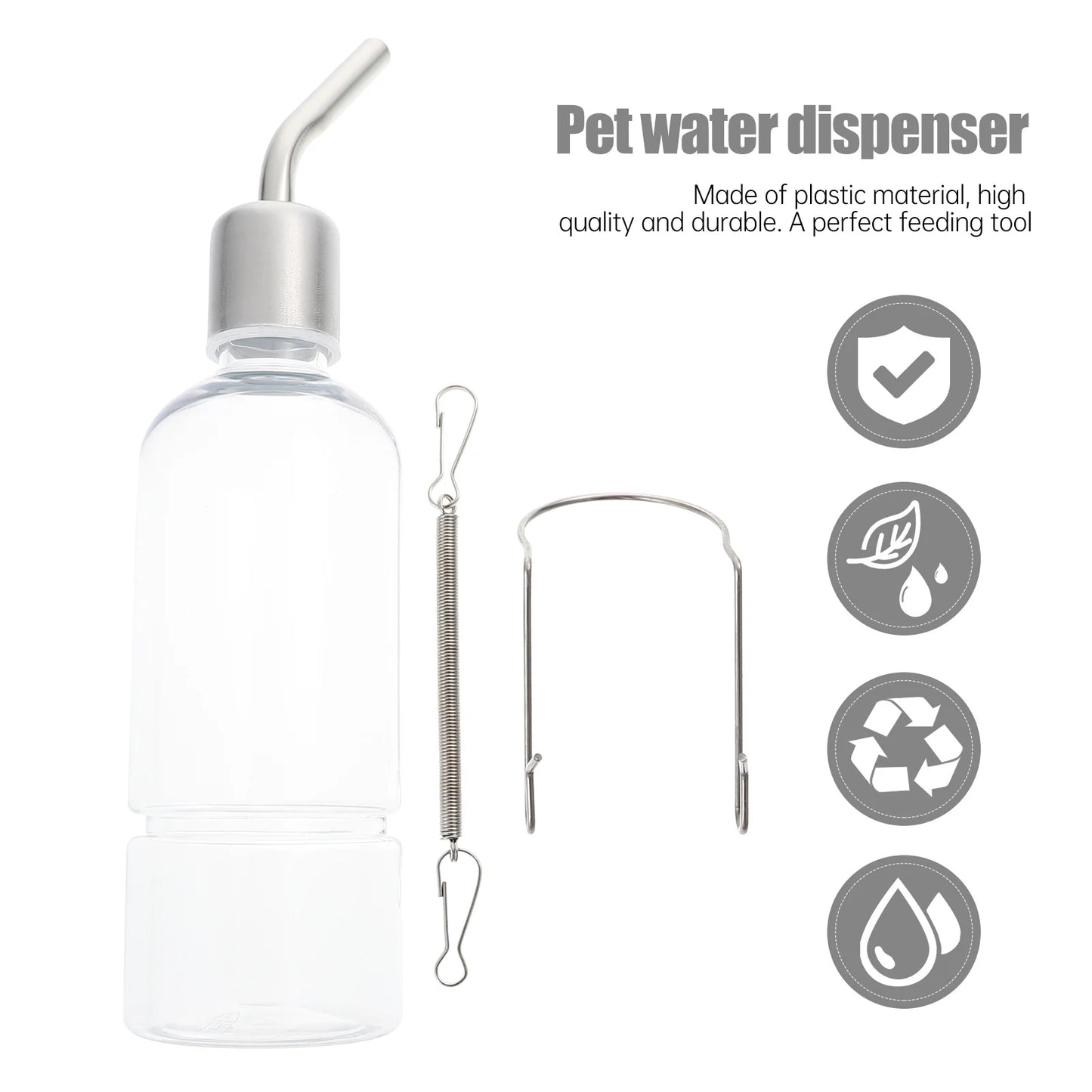 2 Pcs Rabbit Water Bottle Pet Hanging Feeder Leak Proof Transparent Design Guinea Pig Dispenser Container Watering Supplies
