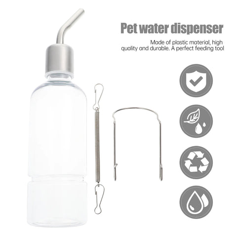 2 Pcs Rabbit Water Bottle Pet Hanging Feeder Leak Proof Transparent Design Guinea Pig Dispenser Container Watering Supplies