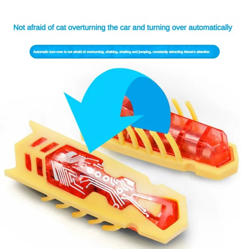 Interactive Mini Electric Bug Cat Toy Kitten Escape Obstacle Automatic Flip Toy Battery Operated Vibration Beetle Supplies