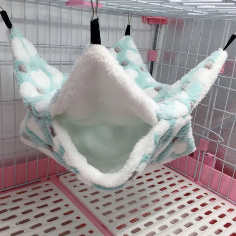 Double Layered Hamster Cage Sleeping Hammock Print Guinea Pig Clothes Bed Rodent Hammock Chinchilla Cage Little House