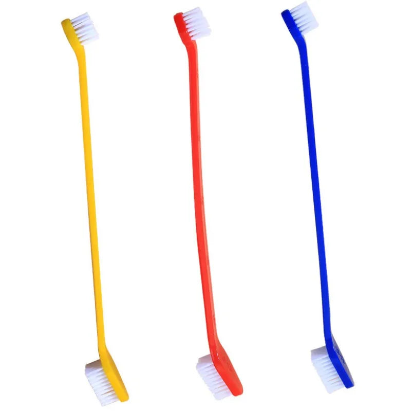 Dog Toothbrush Set Oral Care Double Head Pet Toothbrush 2PCS Dog Teeth Cleaning Soft Hair Toothbrushes for Dogs Mouth Cleaning