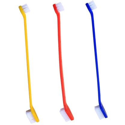 Dog Toothbrush Set Oral Care Double Head Pet Toothbrush 2PCS Dog Teeth Cleaning Soft Hair Toothbrushes for Dogs Mouth Cleaning