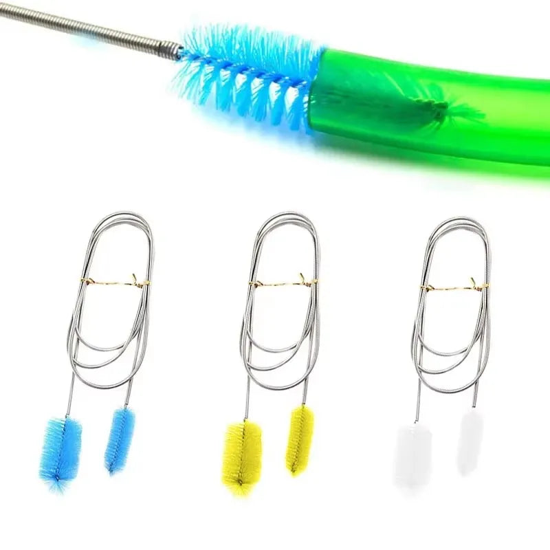 Aquarium Cleaning Brush for Water Hose Lily Pipe Air Tube Stainless Steel Flexible Bent Tube Double Head Brush Fish Tank cleaner