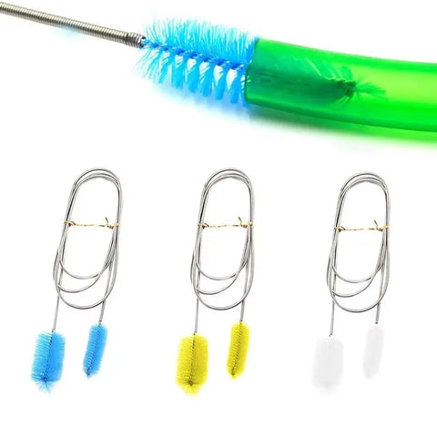 Aquarium Cleaning Brush for Water Hose Lily Pipe Air Tube Stainless Steel Flexible Bent Tube Double Head Brush Fish Tank cleaner