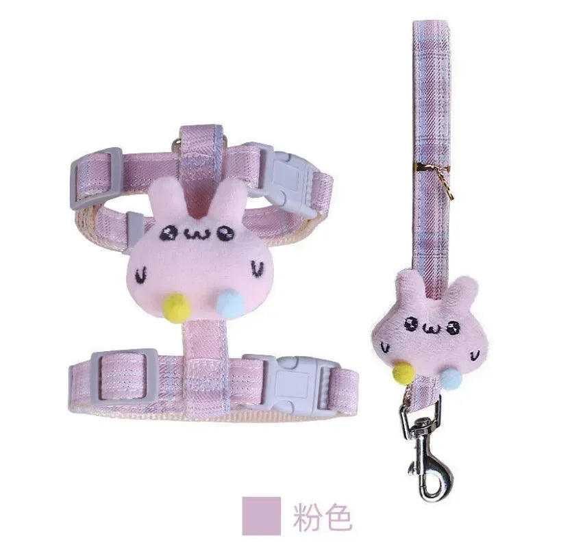 Cute Cartoon Cat Harness Walking Pet Harnesses and Leash Set for Cats Gatos Kitten Garfield Accessories Supplies