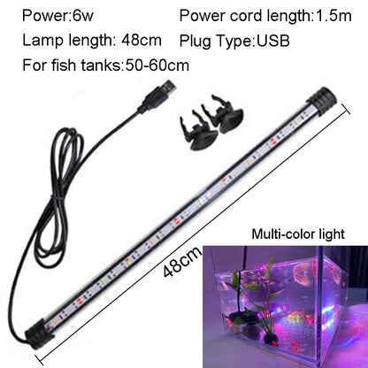 18-58cm USB Plug Aquarium Light LED Waterproof Fish Tank Light Underwater Lighting Submersible Lamp Plant Grow Lamp 110-240V