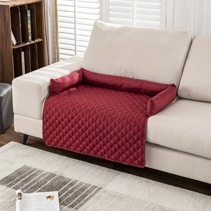 Pet Sofa Bed, Slip Resistant, Waterproof&Anti-Leakage, Washable Couch Protector with Removable Bolster Cushions, for Dogs, Cats