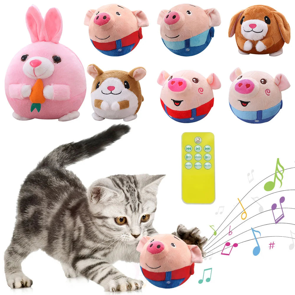 Cartoon Pig Active Moving Plush Toy for Dogs – Washable, USB Rechargeable, Interactive Talking Moving Ball Toy