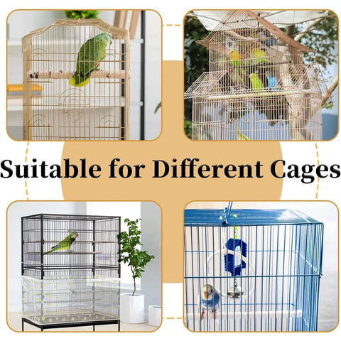 Adjustable Bird Cage Net Cover Birdcage Seed Feather Catcher Soft Skirt Guard Birdcage Nylon Mesh Netting for Round Square Cages