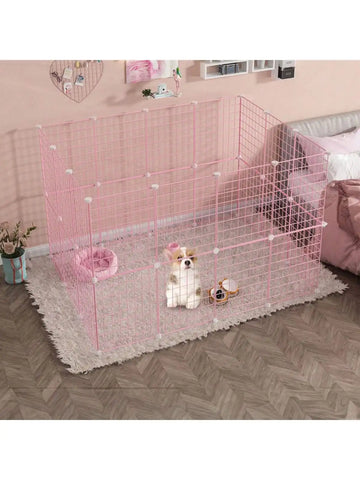 Pink pet fence DIY iron mesh can be freely combined cat cage dog cage hamster cage rabbit cage
