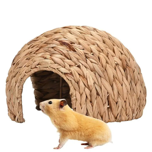 Rabbit Tunnel Safe Bunny Grass House Natural Cattail Hideout Hand Made Cattail House For Guinea Pig Hamsters Chinchilla Ferret