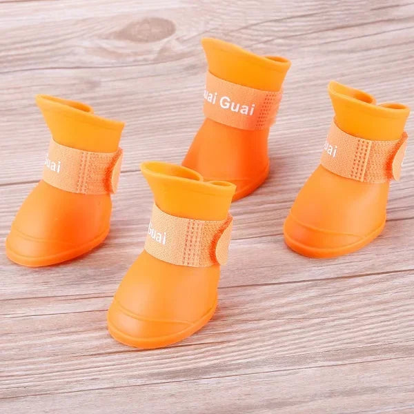 4PCS/SET Dog Boots for Small Dogs  Summer Pet Dog Shoes Waterproof Pet Rain Shoes for Dog Puppy Rubber Boots Durable Shoes