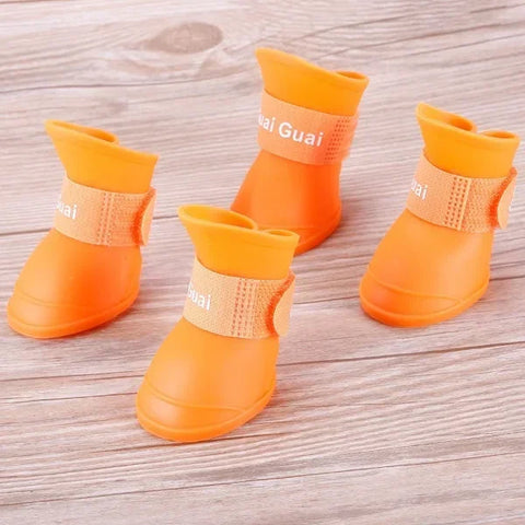 4PCS/SET Dog Boots for Small Dogs  Summer Pet Dog Shoes Waterproof Pet Rain Shoes for Dog Puppy Rubber Boots Durable Shoes