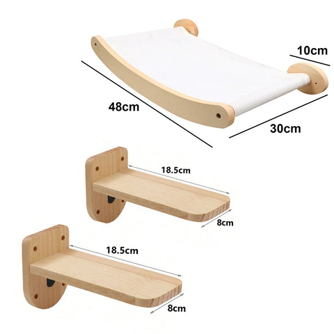 Cat Climbing Shelves Wall Mounted Cat Tree Wooden Furniture Scratcher Jumping Platform Rope Ladder Cat Sleeping and Playing