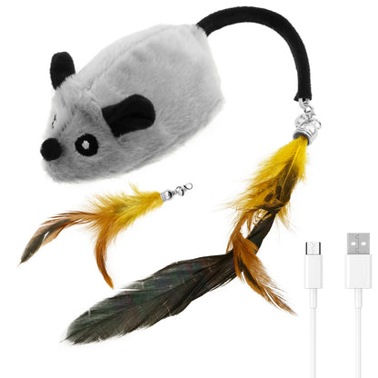Cat Mouse Interactive Plush Toys LED Glow Electric Telecontrol Auto Rechargeable Moving Mice Toy Realistic Kitten