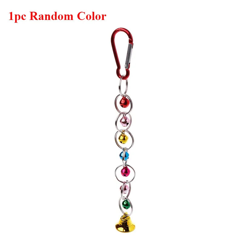 1Pc Parrot Bite Toy Bird Ring Bell Parrot Hanging Swing Chain Toy Parakeet Chew Swings Toy with Hanging Bells Bird Accessories