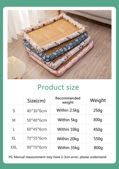 Pet Summer Mat Dog Cooling Sofa Breathable Pad Moistureproof Rattan Wear Cat Mat