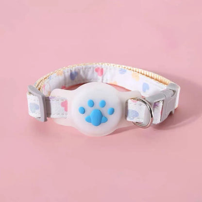 Adjustable Cat Collar with AirTag Holder Case Anti-Lost Cat Collar GPS Tracker Protective Case Print Kitten Collar Pet Supplies
