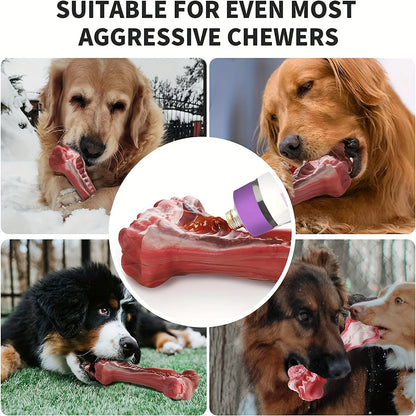 Indestructible Dog Chew Toy for Aggressive Chewers - Durable, Non-Toxic Natural Rubber Bone Shape for Teeth Cleaning
