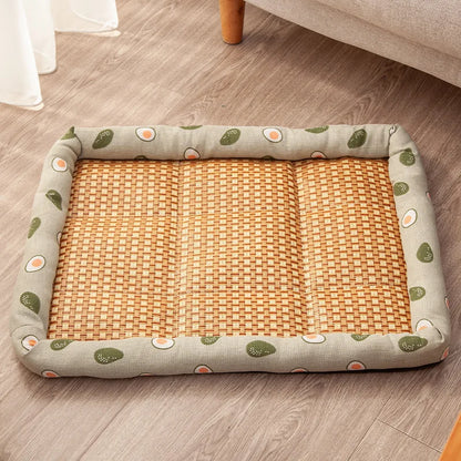 Pet Summer Mat Dog Cooling Sofa Breathable Pad Moistureproof Rattan Wear Cat Mat