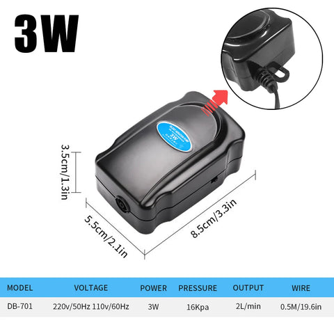 Adjustable Aquarium Air Pump 110V~220V Air Pump 3W~12W For Bedroom Fish Tank Silent Oxygen Pump Air Compressor