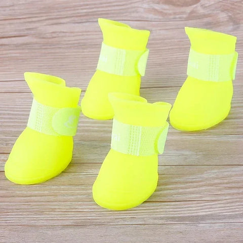 4PCS/SET Dog Boots for Small Dogs  Summer Pet Dog Shoes Waterproof Pet Rain Shoes for Dog Puppy Rubber Boots Durable Shoes