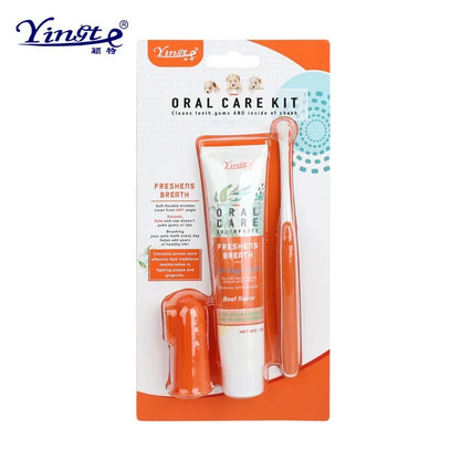 Universal Toothpaste Toothbrush Set Dog Gum Care Products Kit Pet Cleaning Tools Kit Reduces Plaque & Tartar Buildup for Pet