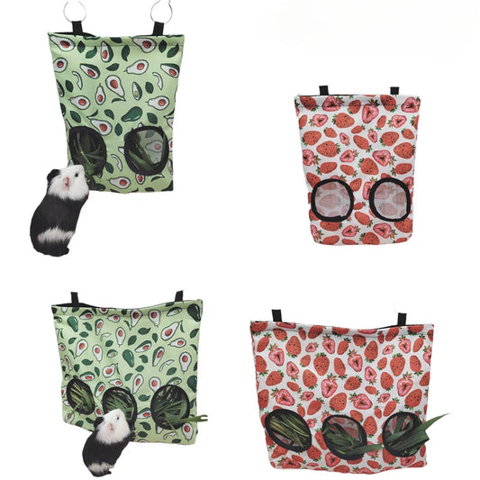 Rabbit Hay Feeder Small Animal Hanging Hay Bag for Bunny Guinea Pigs Chinchilla Feeder Food Dispensers Bag Pet Feeding Bag