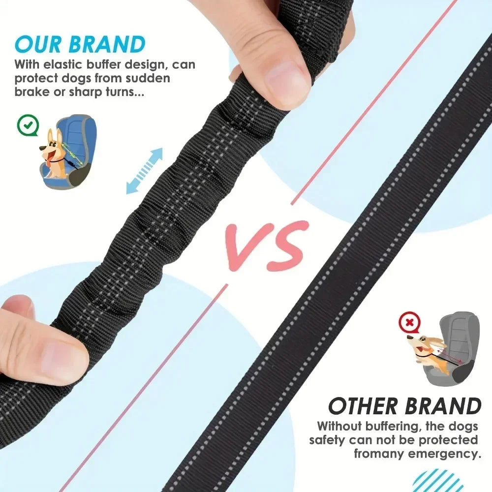 Adjustable Elastic Car Harness Seat Belt with Shock Double Dog Safety Seat Belt Reflective Dog Car Restraint for Pet Safety Belt