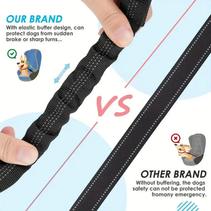 Adjustable Elastic Car Harness Seat Belt with Shock Double Dog Safety Seat Belt Reflective Dog Car Restraint for Pet Safety Belt