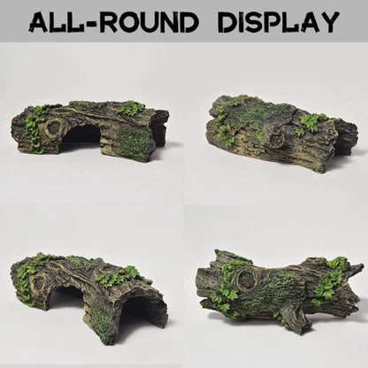 Aquarium Hollow Tree Tunnel Cave Ornament Fish Shrimp Reptile Hiding Shelter Fish Tank Decorations Small Fishbowl Accessories