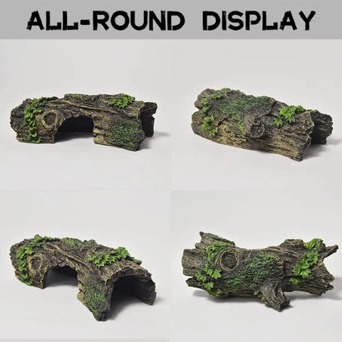 Aquarium Hollow Tree Tunnel Cave Ornament Fish Shrimp Reptile Hiding Shelter Fish Tank Decorations Small Fishbowl Accessories