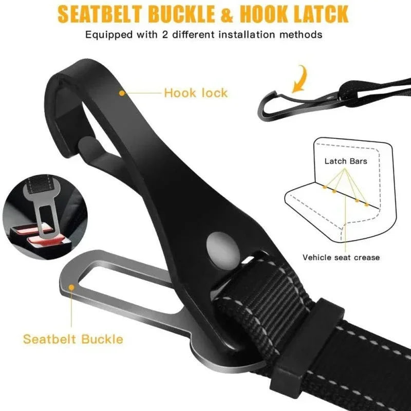 Adjustable Pet Seat Belt, 3-in-1, Safety Leash, Vehicle Belts, Reflective Nylon Rope, Harness Dog Accessories, Cat Car Accessory