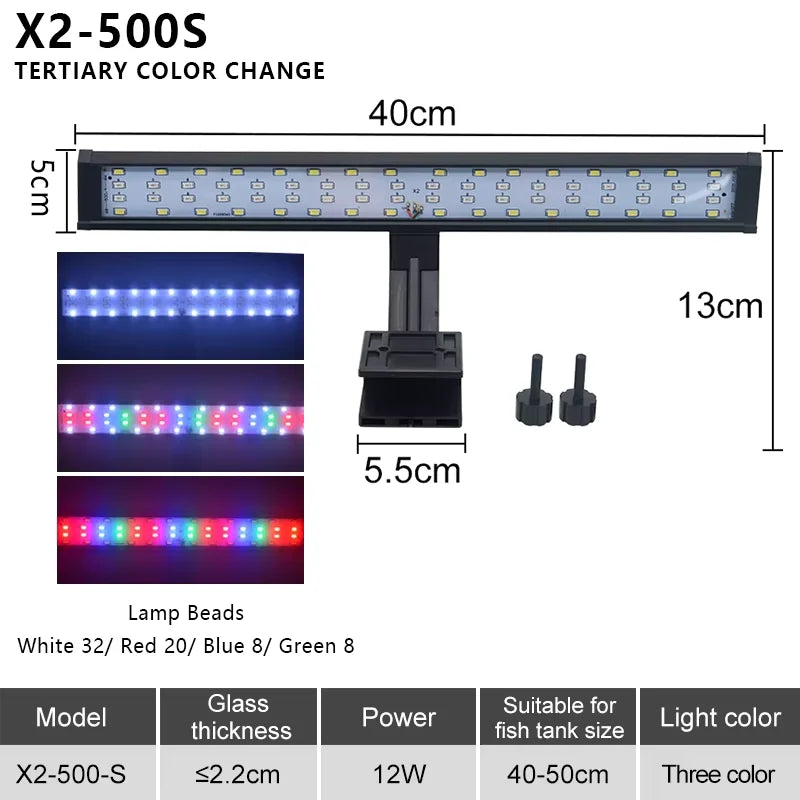 LED Aquarium European Standard 220V Fish Tank Light Ultra-thin Plant Growth Clip Light Aquarium Light Lighting 5W/7W/9W/12W