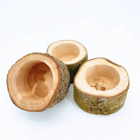 Pet Hamster Fruit Wood Food Bowl Hamster Golden Bear Squirrel Food Bowl Log Gnawing Toys for Small Animals Food Bowls D9136
