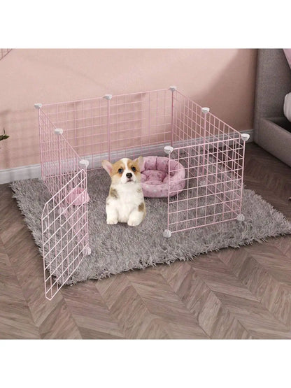 Pink pet fence DIY iron mesh can be freely combined cat cage dog cage hamster cage rabbit cage