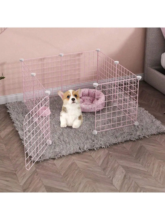 Pink pet fence DIY iron mesh can be freely combined cat cage dog cage hamster cage rabbit cage