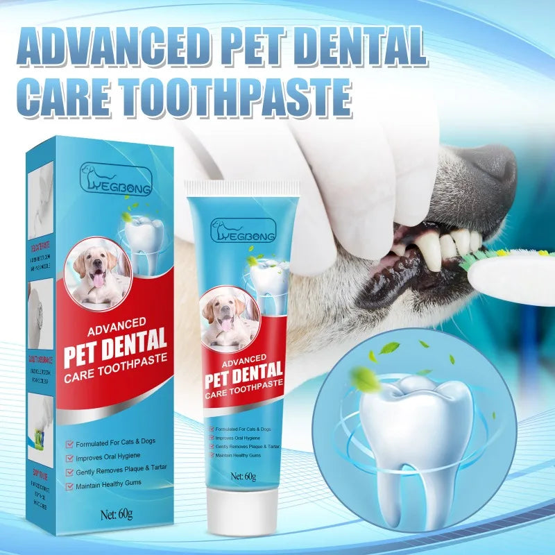 Pet Oral Care Toothpaste Edible for Cats and Dogs Removes Tartar Plaque Freshens Breath Prevents Teeth Calculus