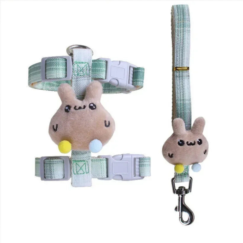 Cute Cartoon Cat Harness Walking Pet Harnesses and Leash Set for Cats Gatos Kitten Garfield Accessories Supplies