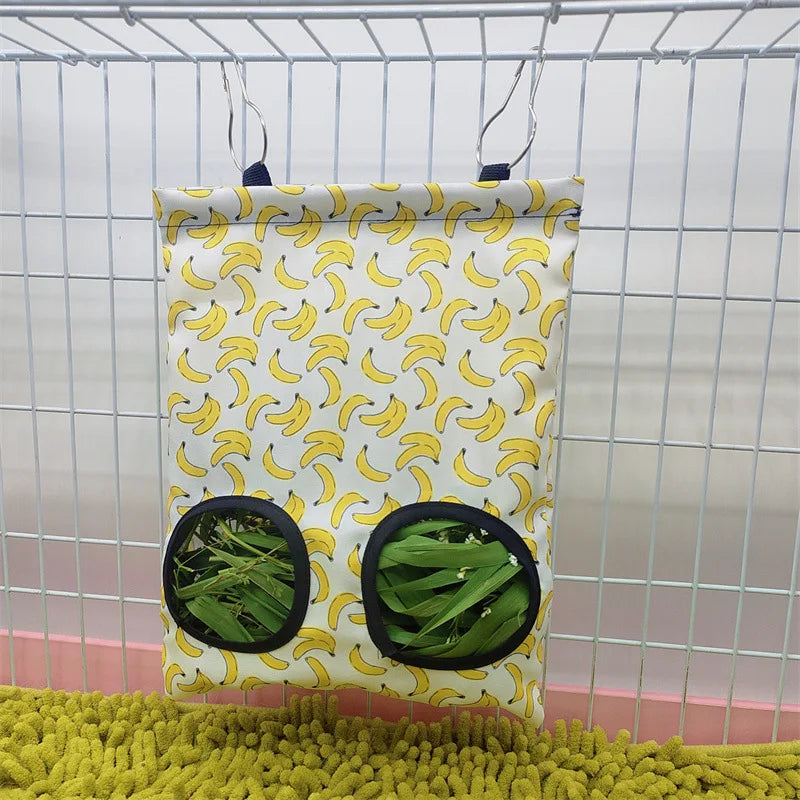 Rabbit Hay Feeder Small Animal Hanging Hay Bag for Bunny Guinea Pigs Chinchilla Feeder Food Dispensers Bag Pet Feeding Bag