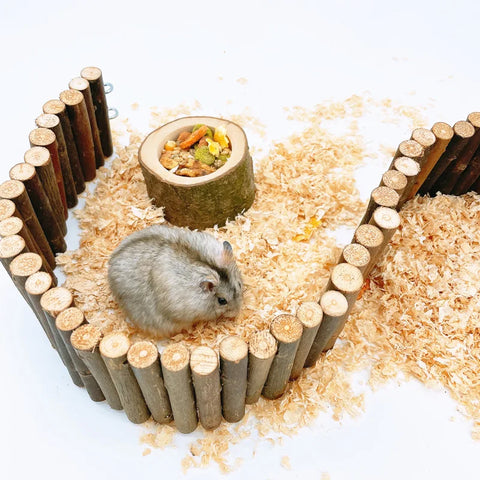 Pet Hamster Fruit Wood Food Bowl Hamster Golden Bear Squirrel Food Bowl Log Gnawing Toys for Small Animals Food Bowls D9136