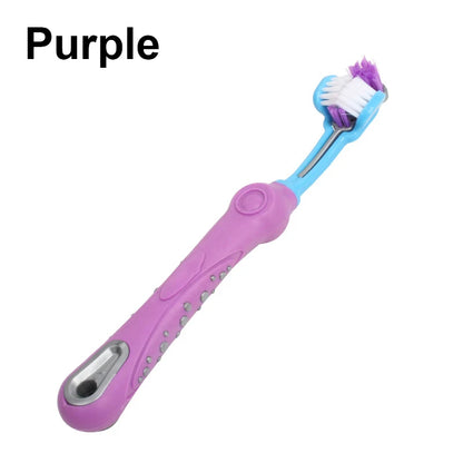 Three Sided Pet Toothbrush Multi-angle Toothbrush Cleaning Dog Cat Brush Bad Breath Pet Dental Care Cat Cleaning Mouth