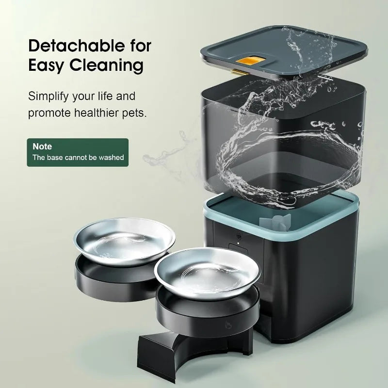 Automatic Cat Feeders 2 Cat,Pet Feeder Automatic 2.4G WiFi App Control, Dual Power Supply 10s Voice Recording Pet Auto Feeder